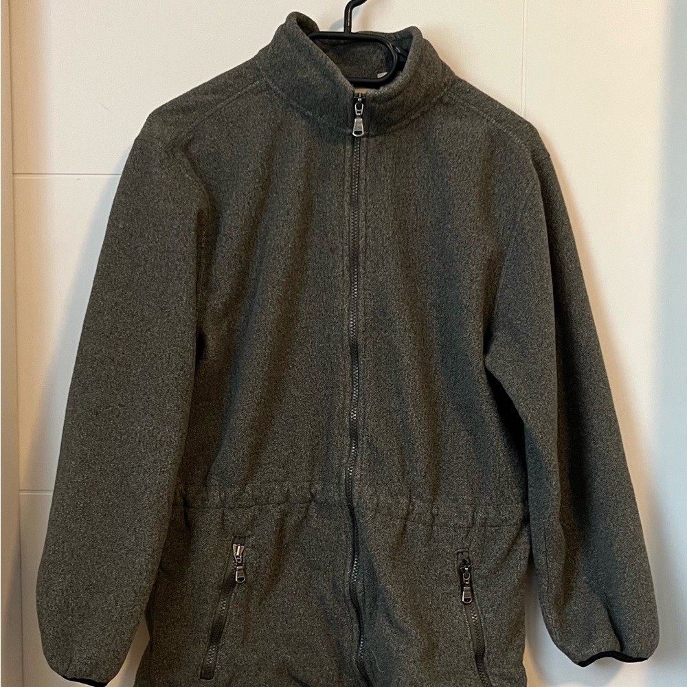 Vintage Eddie Bauer Sage Green Fleece Zip Jacket with Cinchable Waist